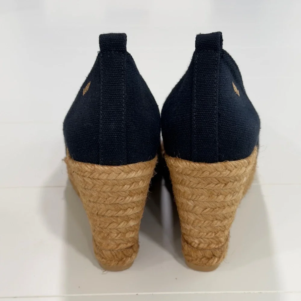 Viscata Barcelona Navy Blue Canvas Espadrille Wedges Made in Spain Size 41 US 10